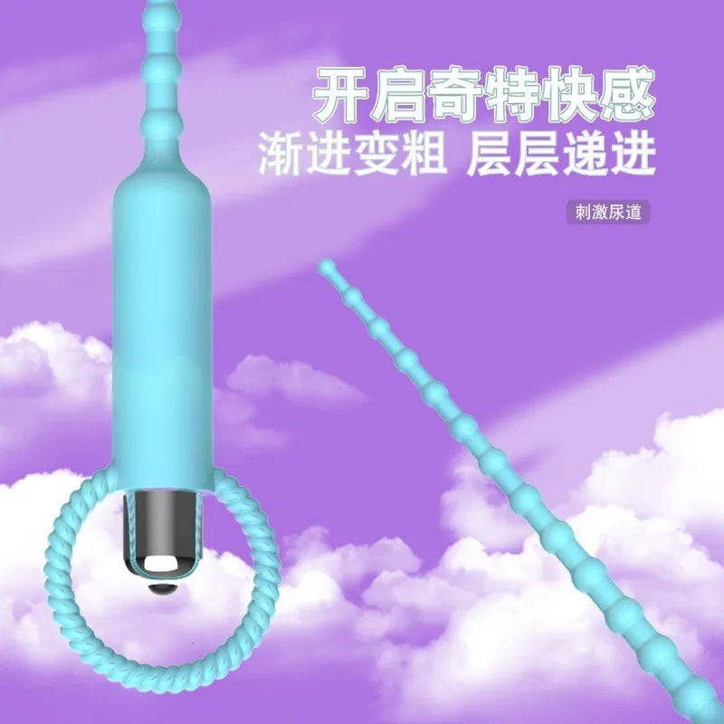 Vibrating Penis Plug Urethral Sound Dilator Urethral Stretching Catheter, Silicone Urethral Vibrator Sounding Sex Toys for Men Y18102605