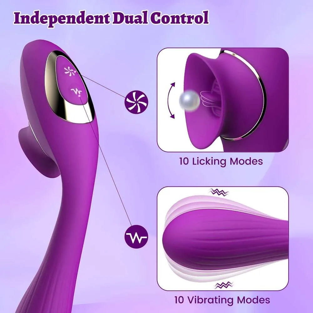 2 in 1 Bendable Clitoralis Vibrators for Women Licking Clit Sucking Stimulator Dildo Sex Toys for Adults Female Masturbator 18