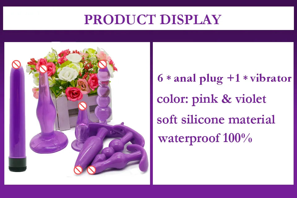 Sex toy massagers 7 Pcs/Set/lot Anal Plug Vibrator Silicone Anal Woman Butt Plugs Adult Products For Couples Women Masturbator