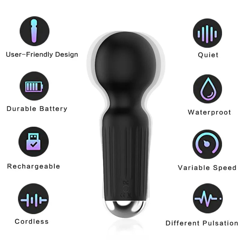 Mini AV Vibrator Magic Wand for Women Clitoris Stimulator USB Rechargeable Portable Silicone Massager Female Sex Toys