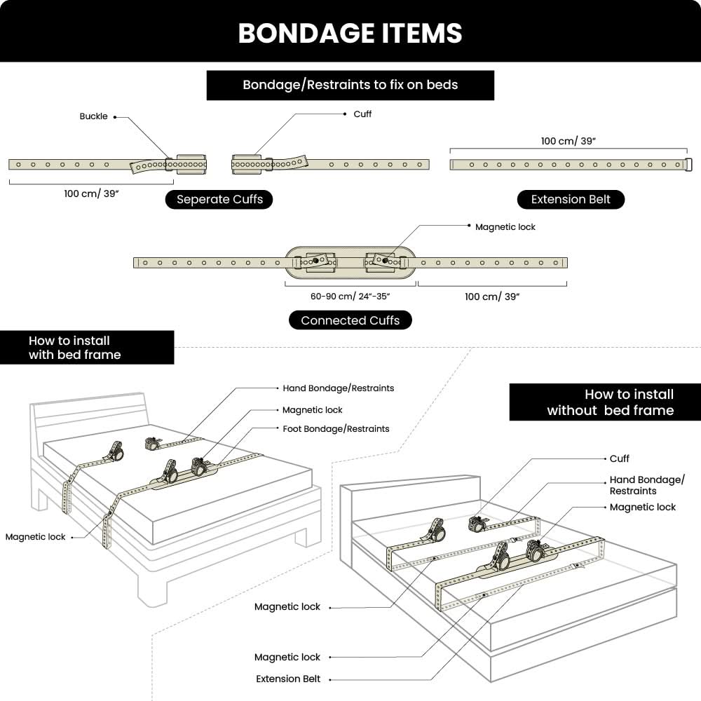 12-Point Restraint Bed Bondage Set – Black