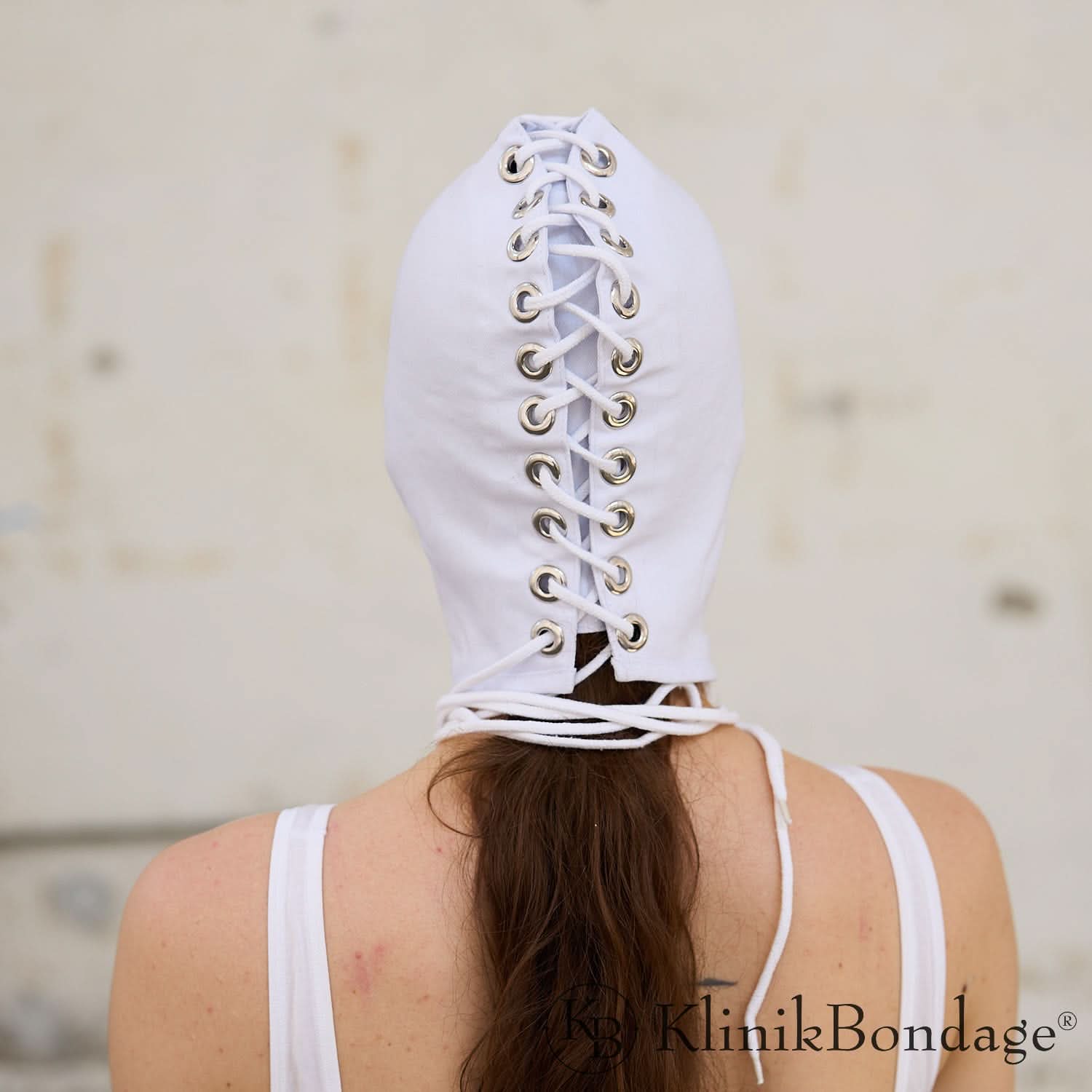 White BDSM Mask with Mouth Opening