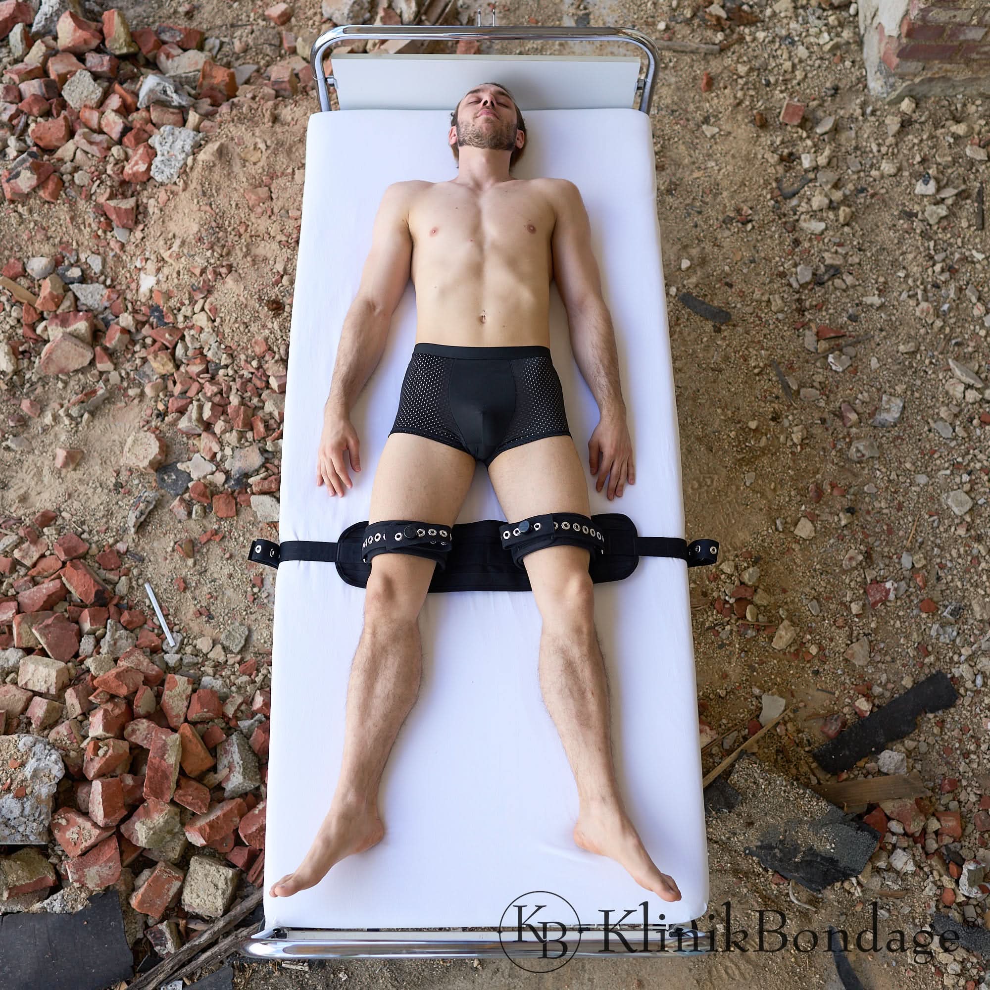 Black Bed Leg Cuff with Connecting Strap
