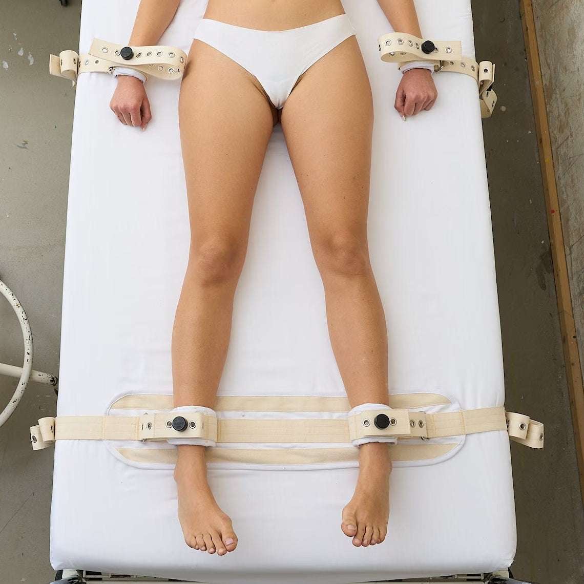 White Full-Body Bed Bondage Set (Size S)