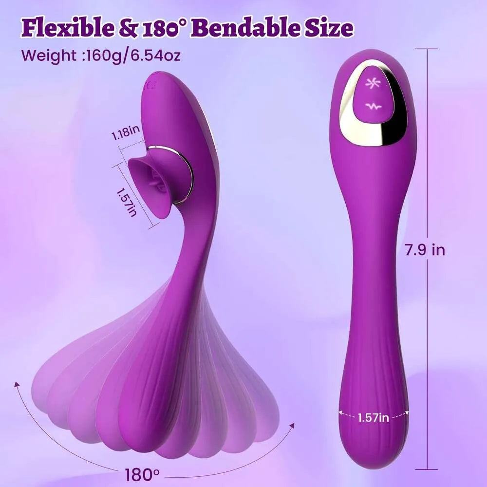 2 in 1 Bendable Clitoralis Vibrators for Women Licking Clit Sucking Stimulator Dildo Sex Toys for Adults Female Masturbator 18