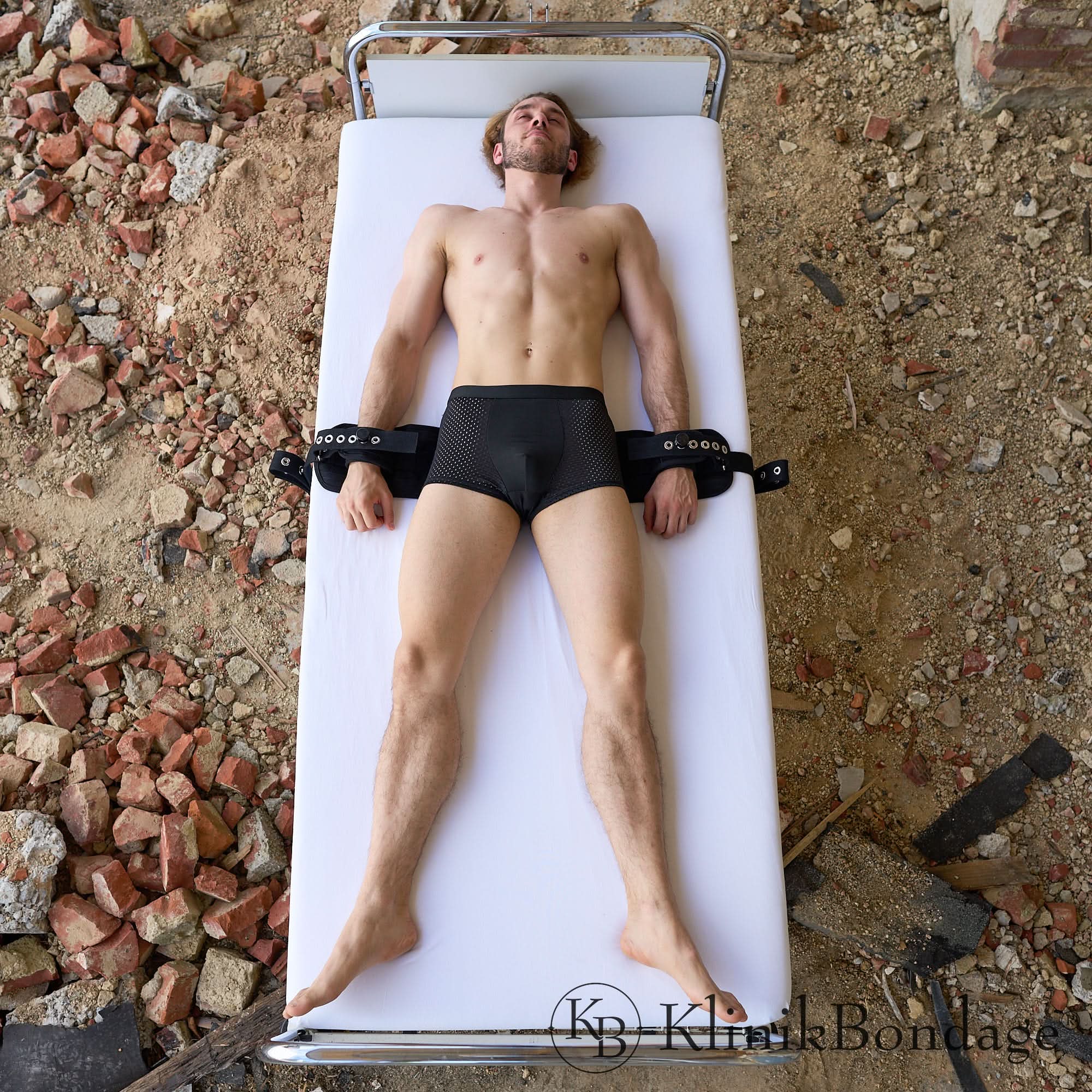 Foot BDSM Bed Restraint with Connecting Strap Black