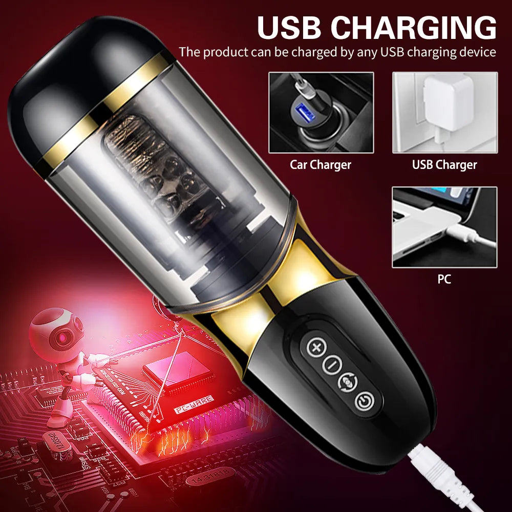 Massage 10 Frequency Telescopic Rotating Masturbation Cup Adult Products Male Masturbation Device Sexy Voice Sex Machine Sex Toy for Men