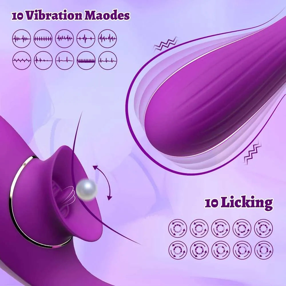 2 in 1 Bendable Clitoralis Vibrators for Women Licking Clit Sucking Stimulator Dildo Sex Toys for Adults Female Masturbator 18