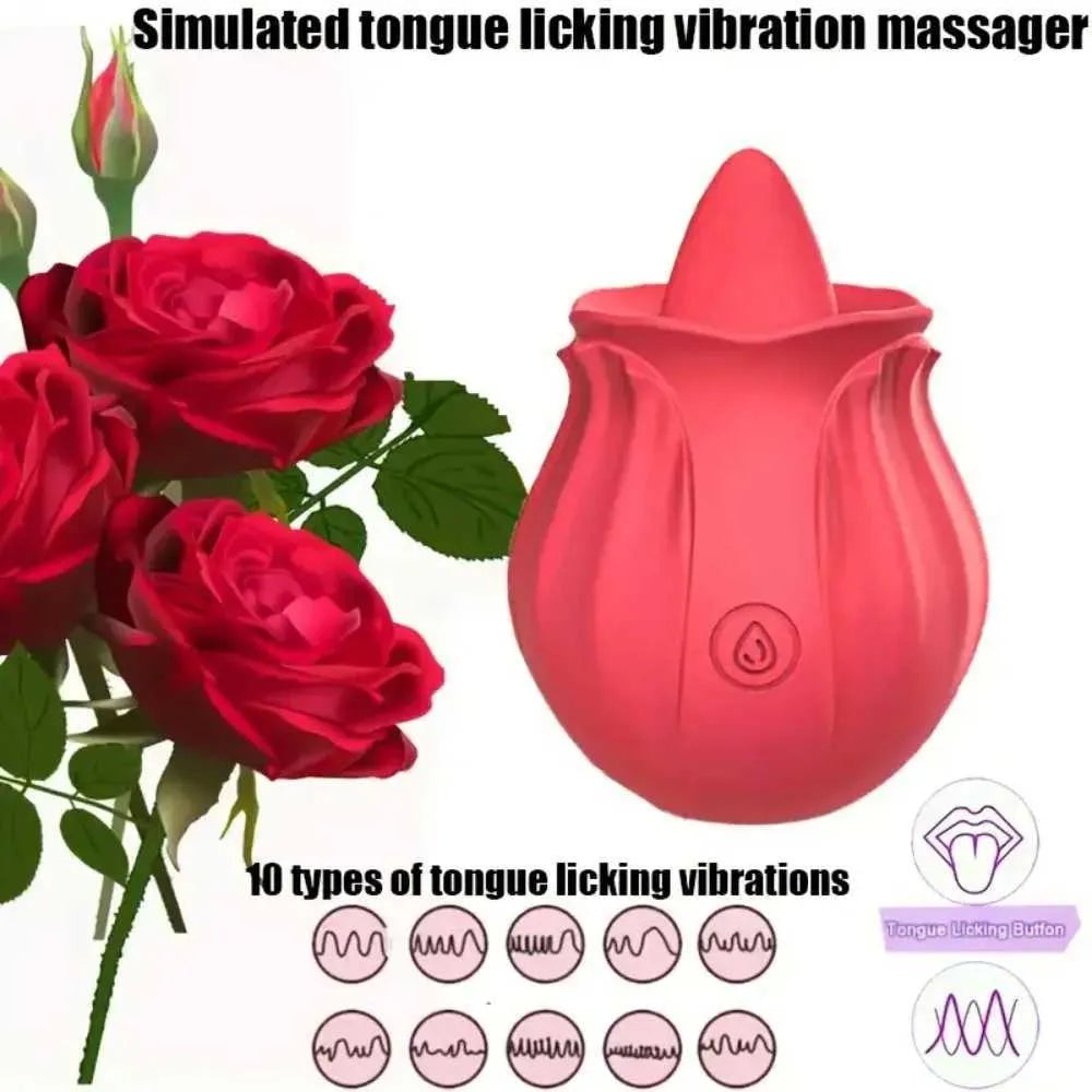Powerful Rose Tongue Vibrator Female G Spot Clitoris Vagin Nipple Licking Stimulator Massager Masturbation Sex Toys for Adult W250319