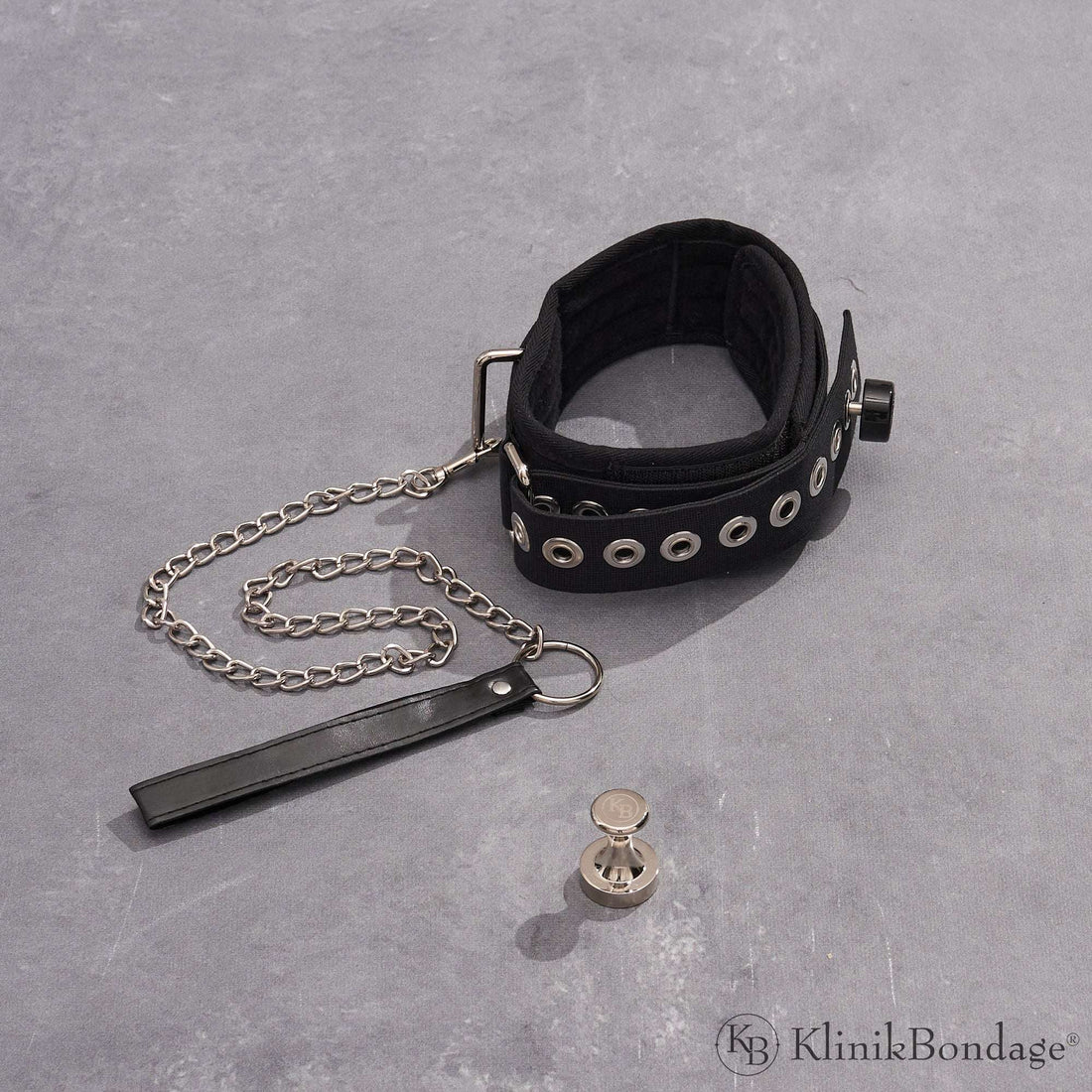 BDSM Collar Restraint with Chain Black