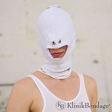 White BDSM Mask with Mouth Opening