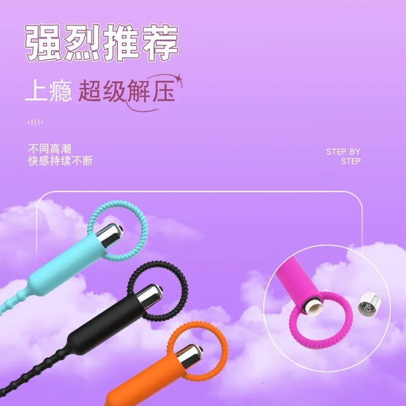 Vibrating Penis Plug Urethral Sound Dilator Urethral Stretching Catheter, Silicone Urethral Vibrator Sounding Sex Toys for Men Y18102605