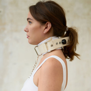 BDSM Collar Restraint with Chain White