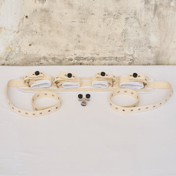 Pillory BDSM Restraint Hands and Feet Bed Set White