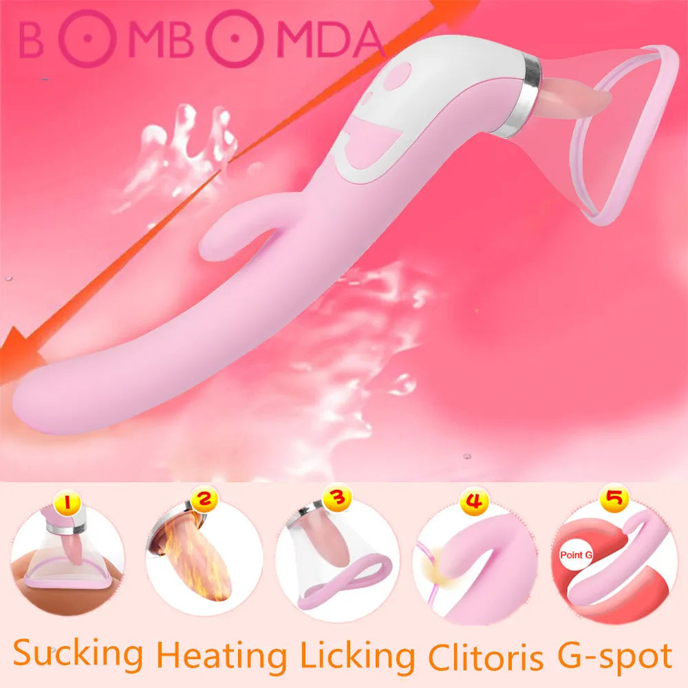 Tongue Dildo Vibrator For Women Intimate Goods Nipple Sucker Oral Licking Clitoris Stimulation Heating Erotic Sex Toys for Adult CY200520