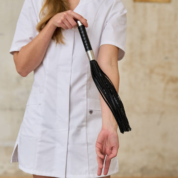 Black Latex Flogger Whip